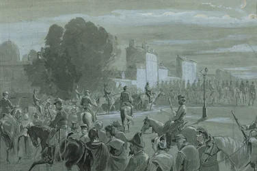 Prisonniers Communards Escortés à Versailles, 1871